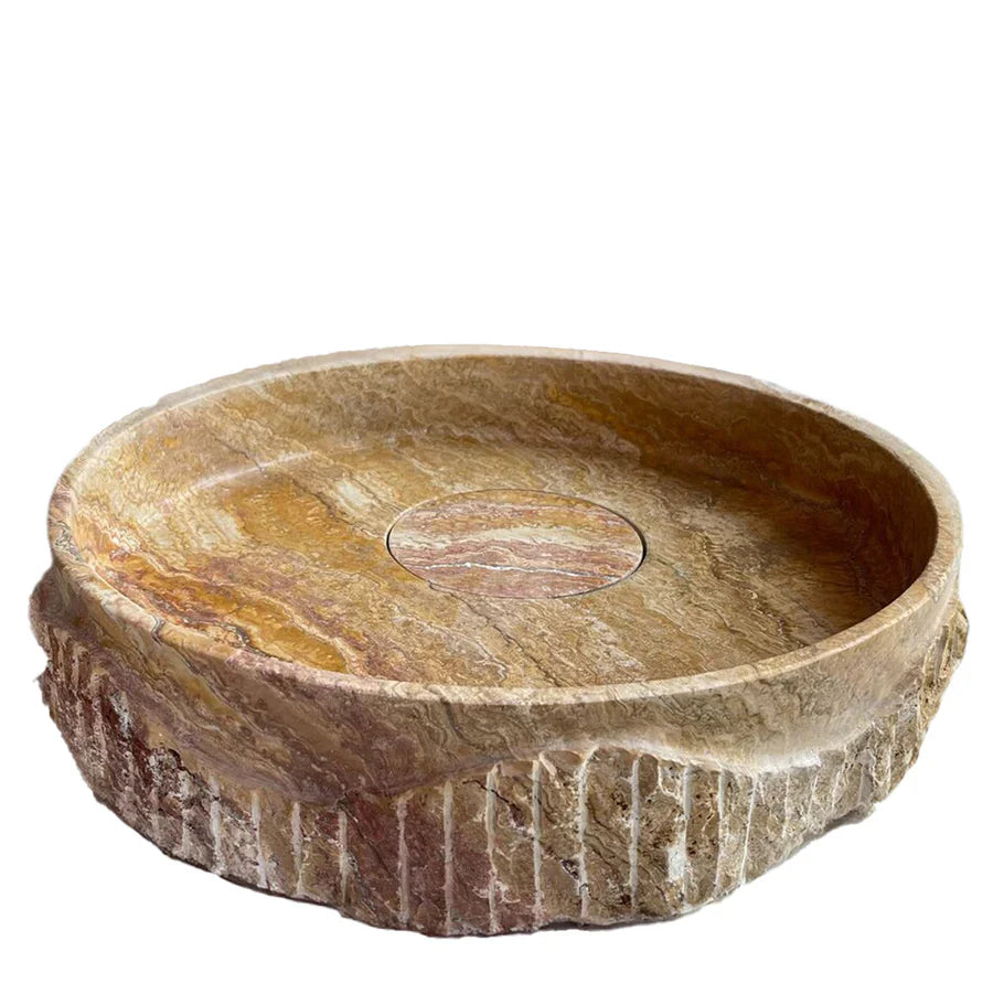 Scabos Gold Travertine Rustic Stone Above Vanity Bathroom Sink (D)18" (H)4" by GobekDesign