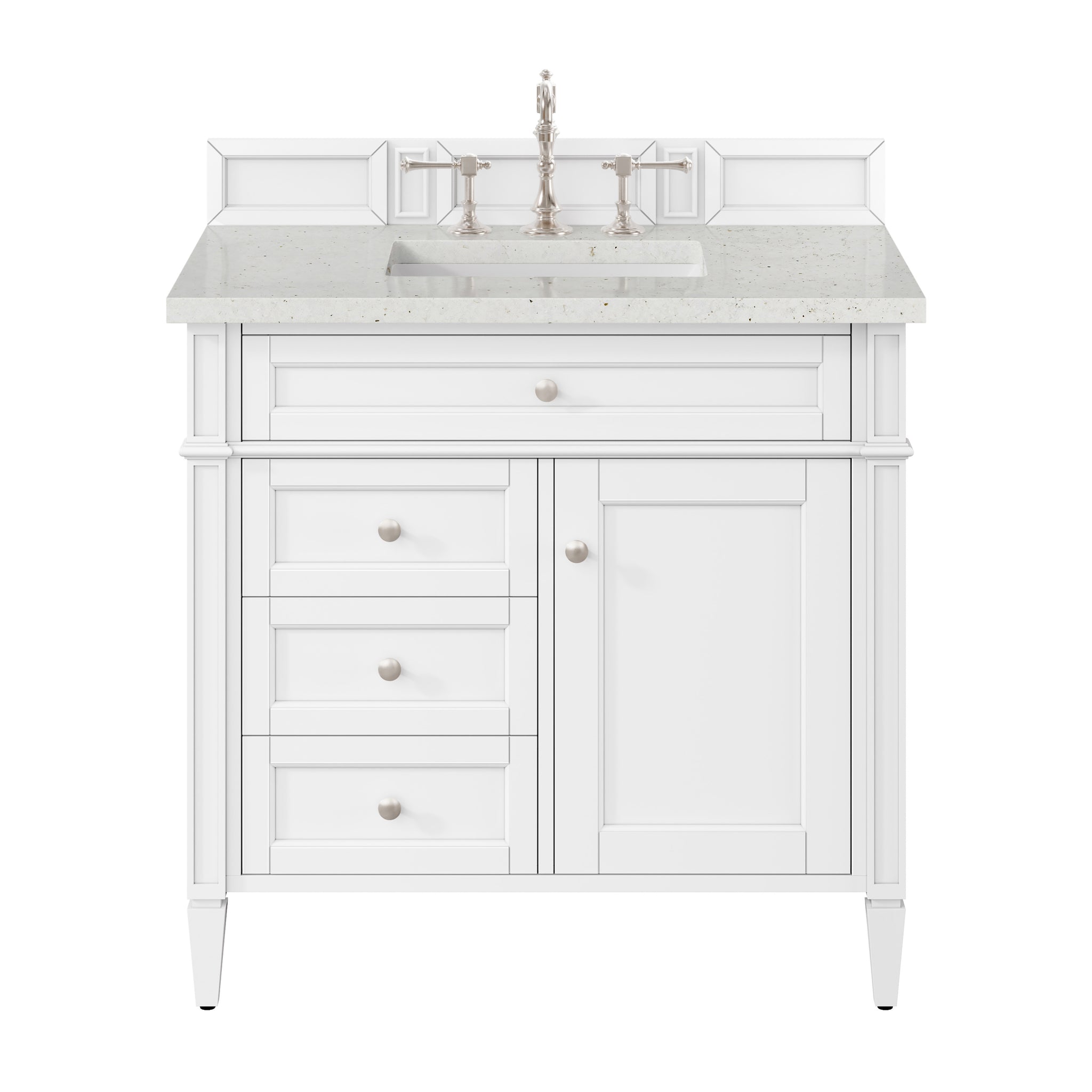 James Martin Brittany 36" Single Bathroom Vanity, Bright White with Lime Delight countertop
