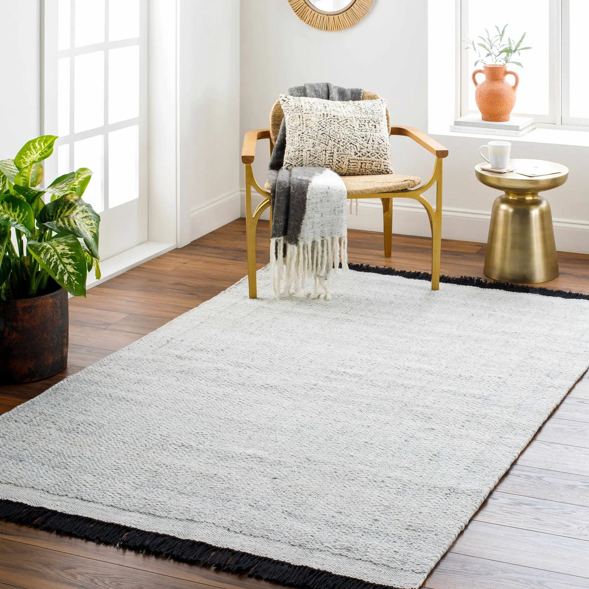Light Gray Anane Area Rug - Clearance, installed in a room