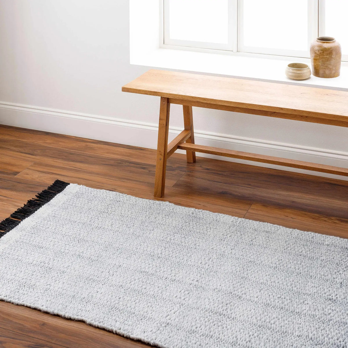 Light Gray Anane Area Rug - Clearance, installed in a room 2