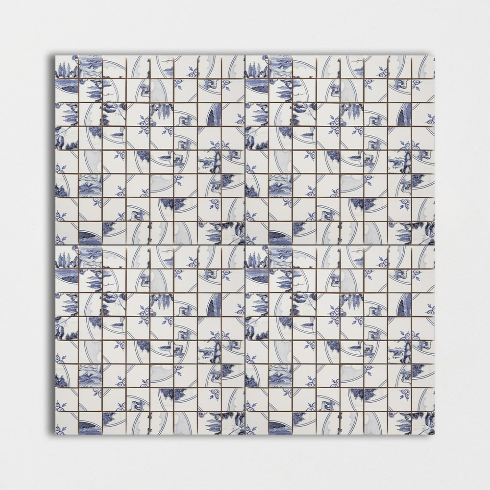 Scenic Mismatch Glazed Double Dutch Ceramic Mosaics 11 7/32x11 7/32 Ceramic Glazed 12x12 Mosaics