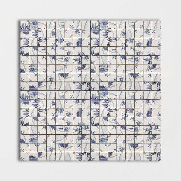 Scenic Mismatch Glazed Double Dutch Ceramic Mosaics 11 7/32x11 7/32