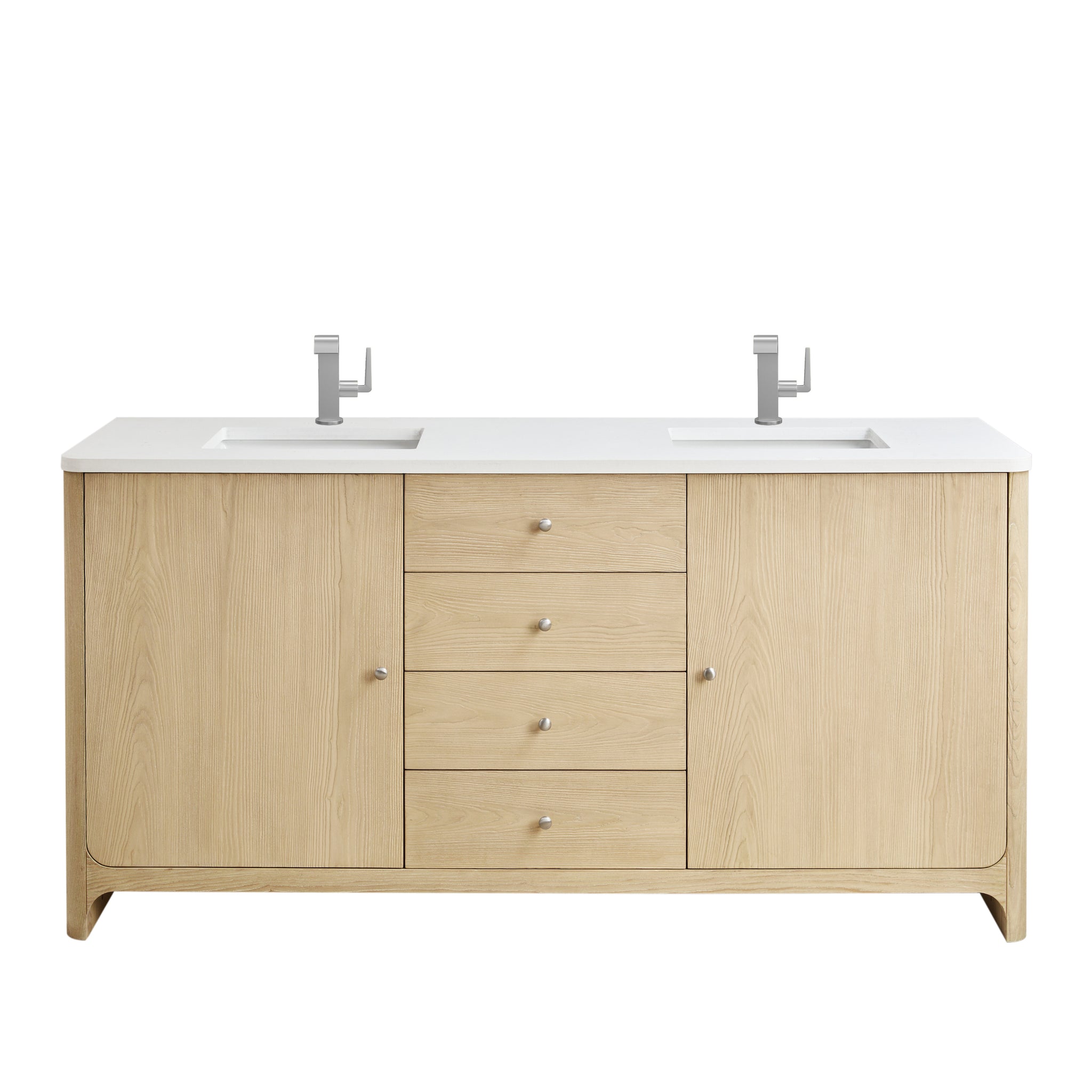 James Martin Gracyn 72" Double Bathroom Vanity, Coastal Driftwood with White Zeus countertop