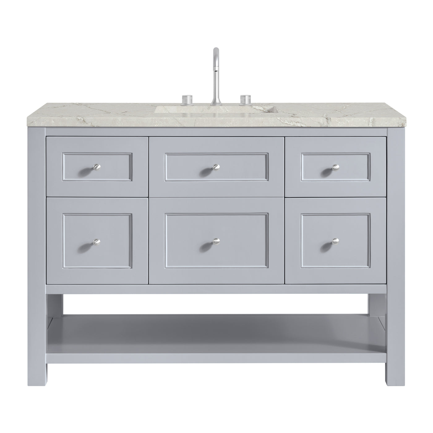James Martin Breckenridge 48" Single Bathroom Vanity, Serenity Blue with Victorian Silver (FreePower) countertop