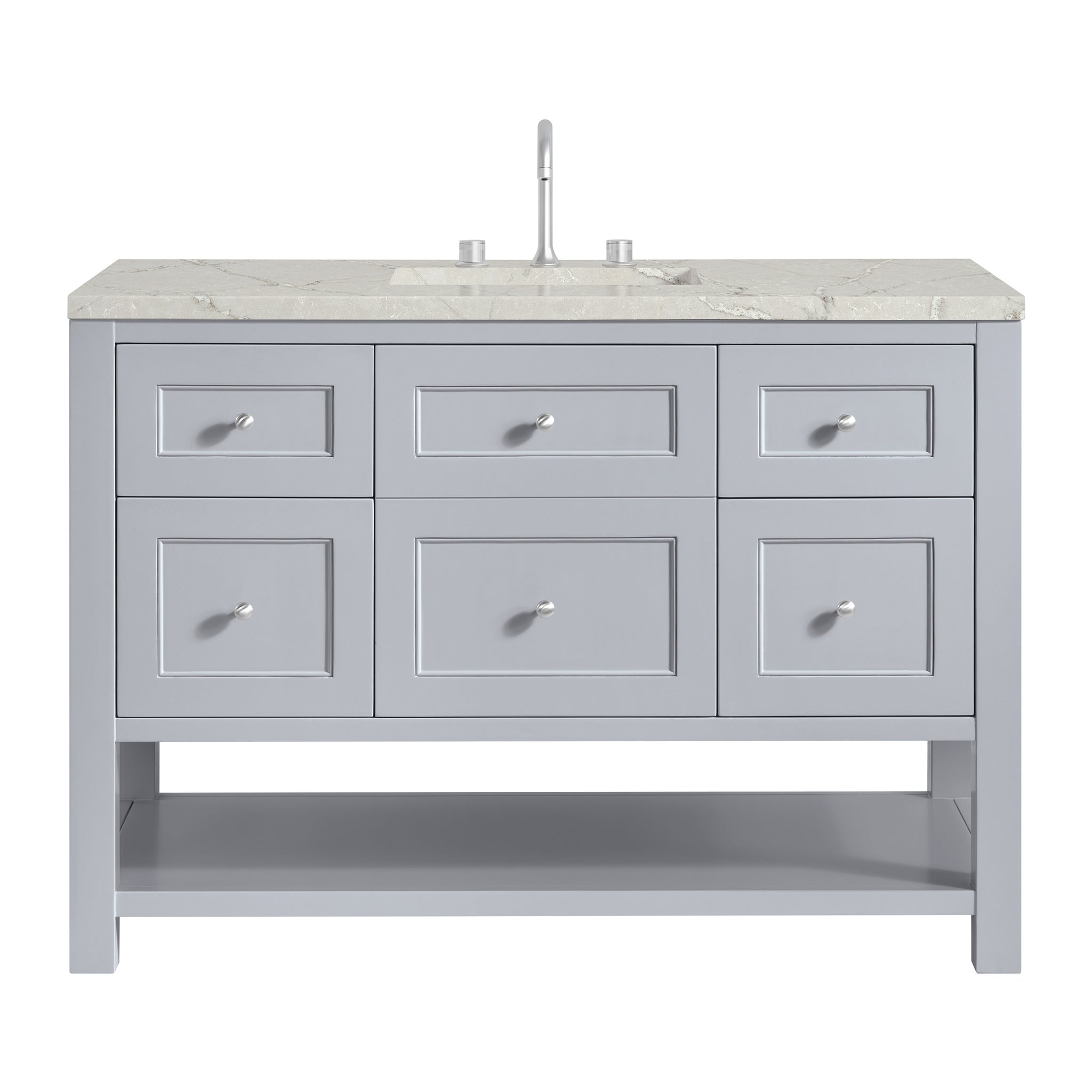 James Martin Breckenridge 48" Single Bathroom Vanity, Serenity Blue with Victorian Silver (FreePower) countertop