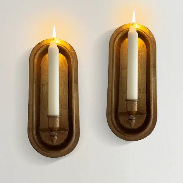 Antique Gold Taper Candle Holder Wall Sconce, Set of Two by Decor Steals