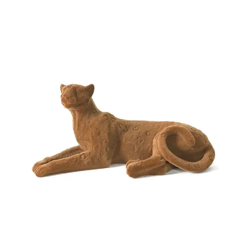 Suede Leopard Decorative Animal Sculpture by House Of Avana
