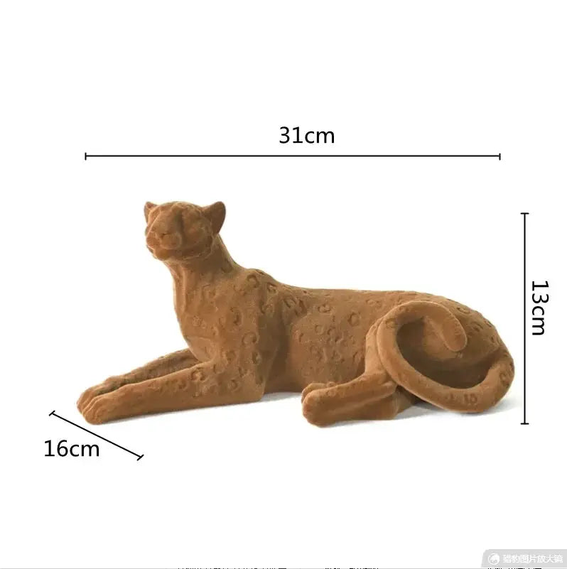 Suede Leopard Decorative Animal Sculpture by House Of Avana