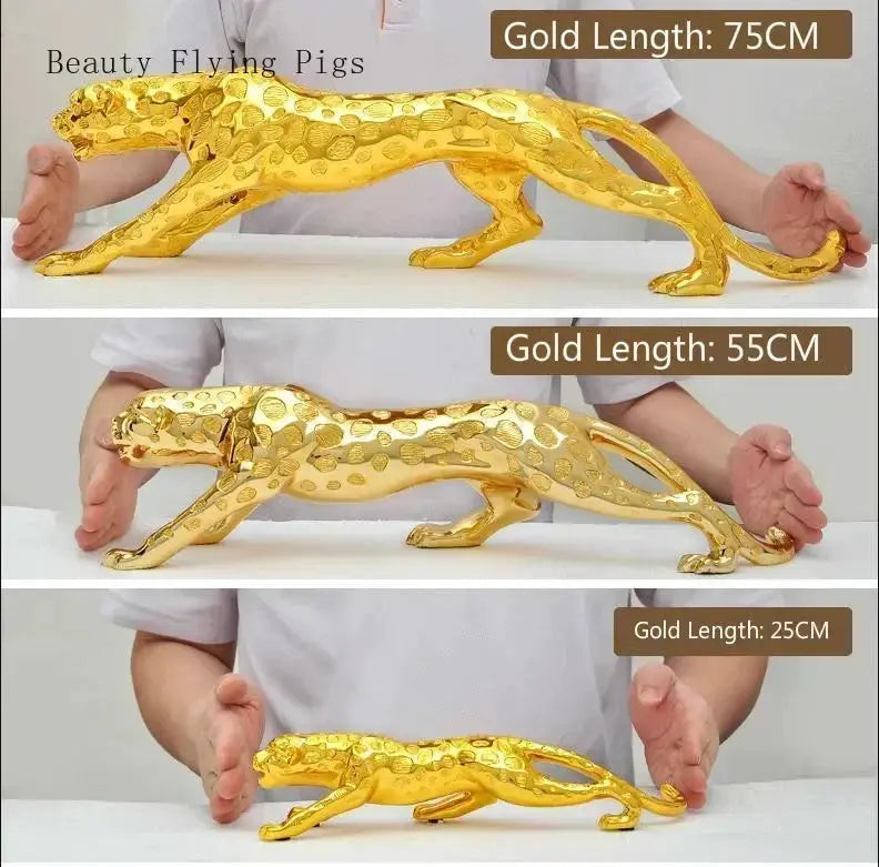 Luxury Geometric Running Panther Sculpture for Modern Home & Office Decor by House Of Avana