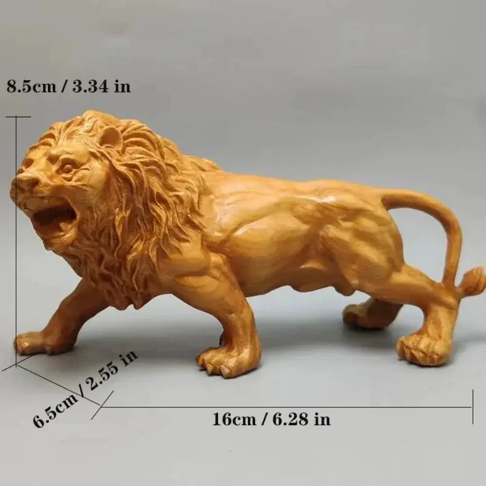 Hand Carved Wooden Lion Sculpture Decorative Figurine by House Of Avana