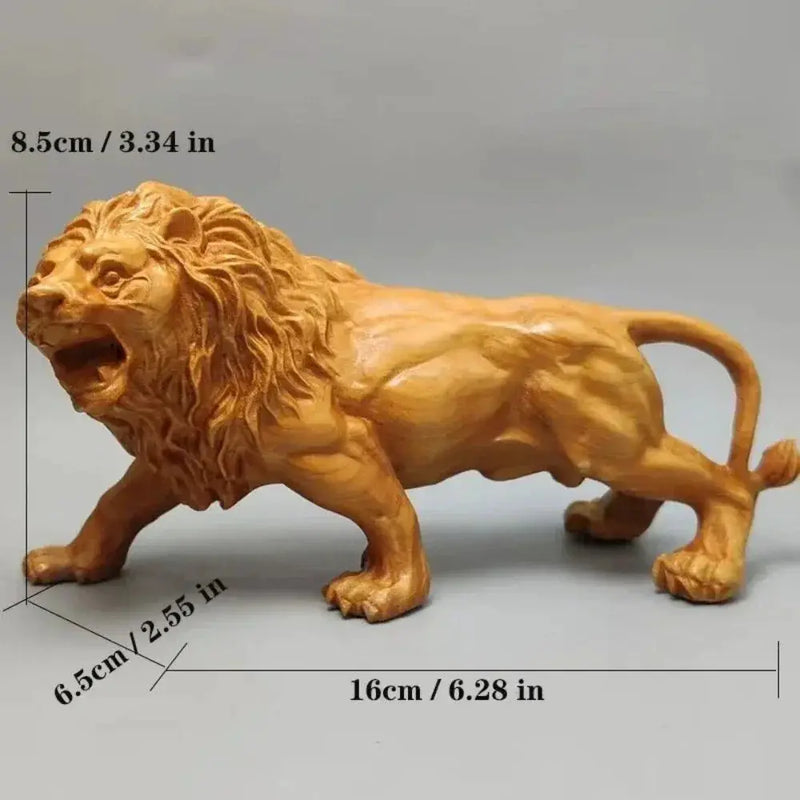 Hand Carved Wooden Lion Sculpture Decorative Figurine by House Of Avana