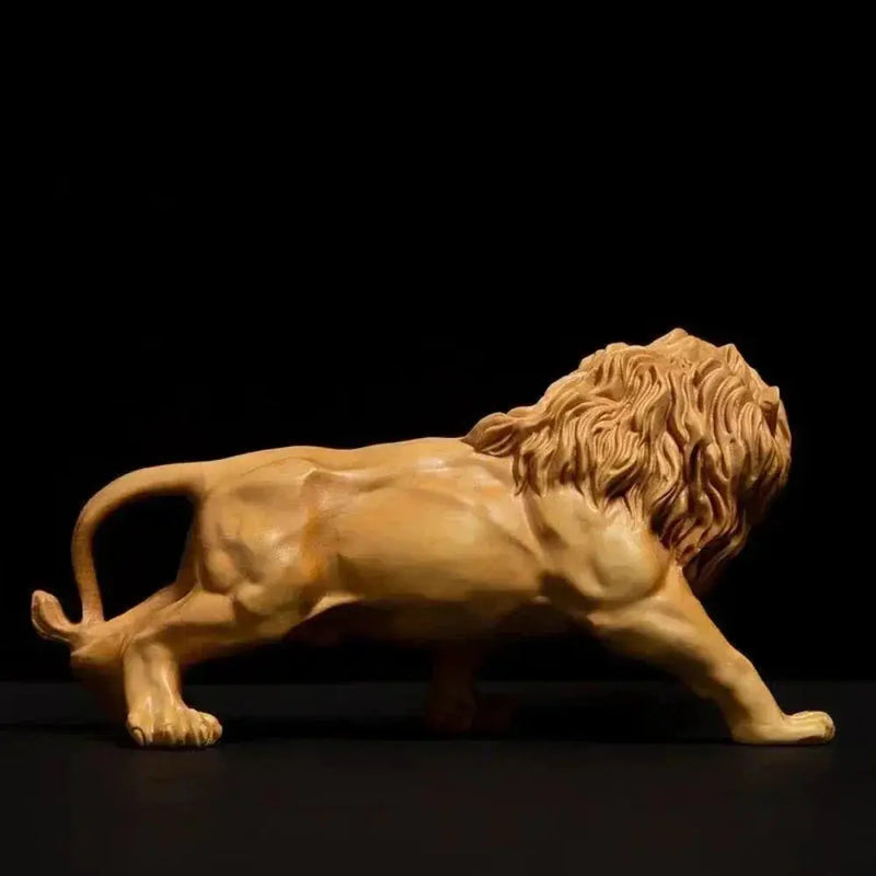 Hand Carved Wooden Lion Sculpture Decorative Figurine by House Of Avana