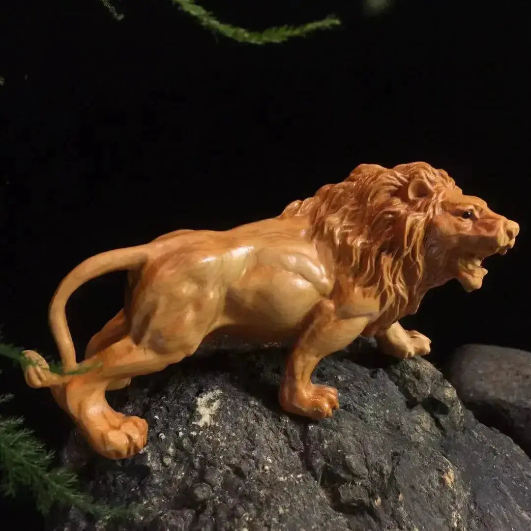 Hand Carved Wooden Lion Sculpture Decorative Figurine by House Of Avana