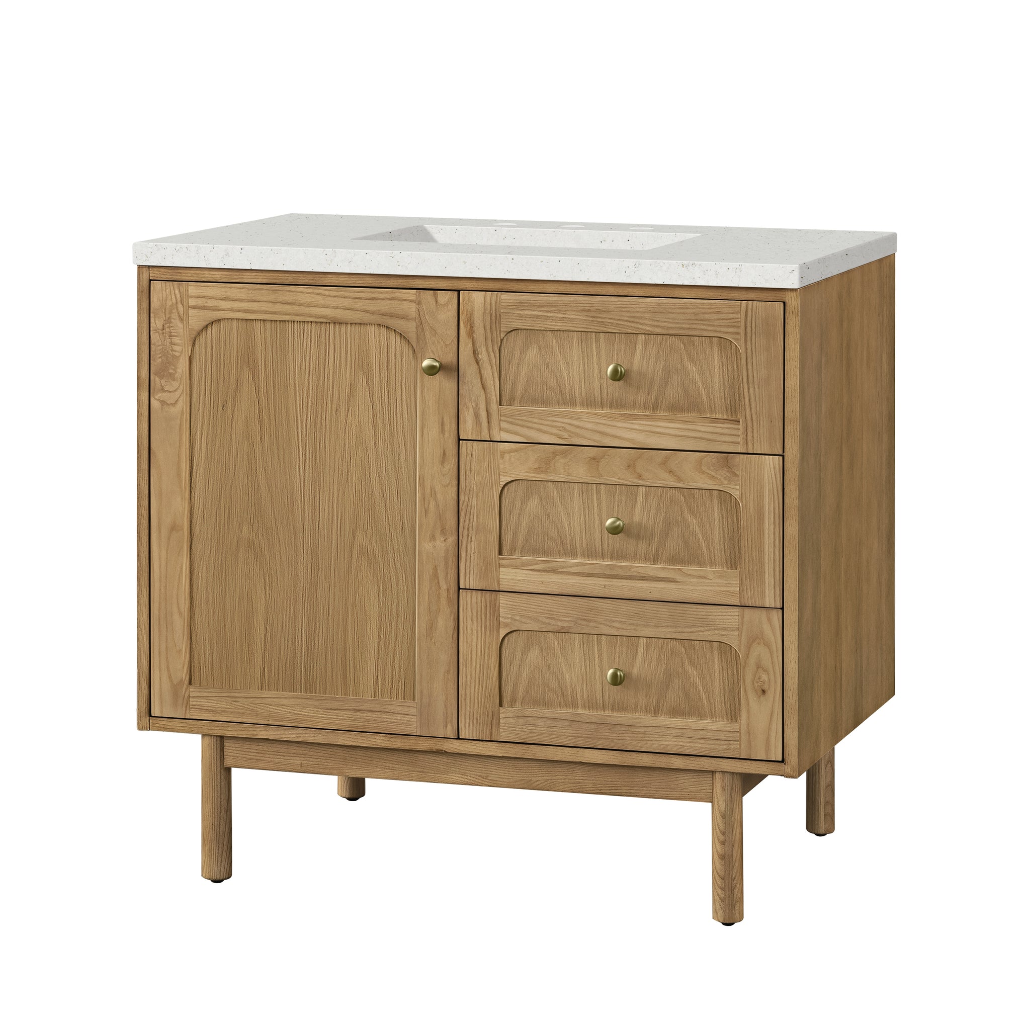 James Martin Laurent 36" Dual Mount Single Bathroom Vanity, Light Natural Oak, view 35