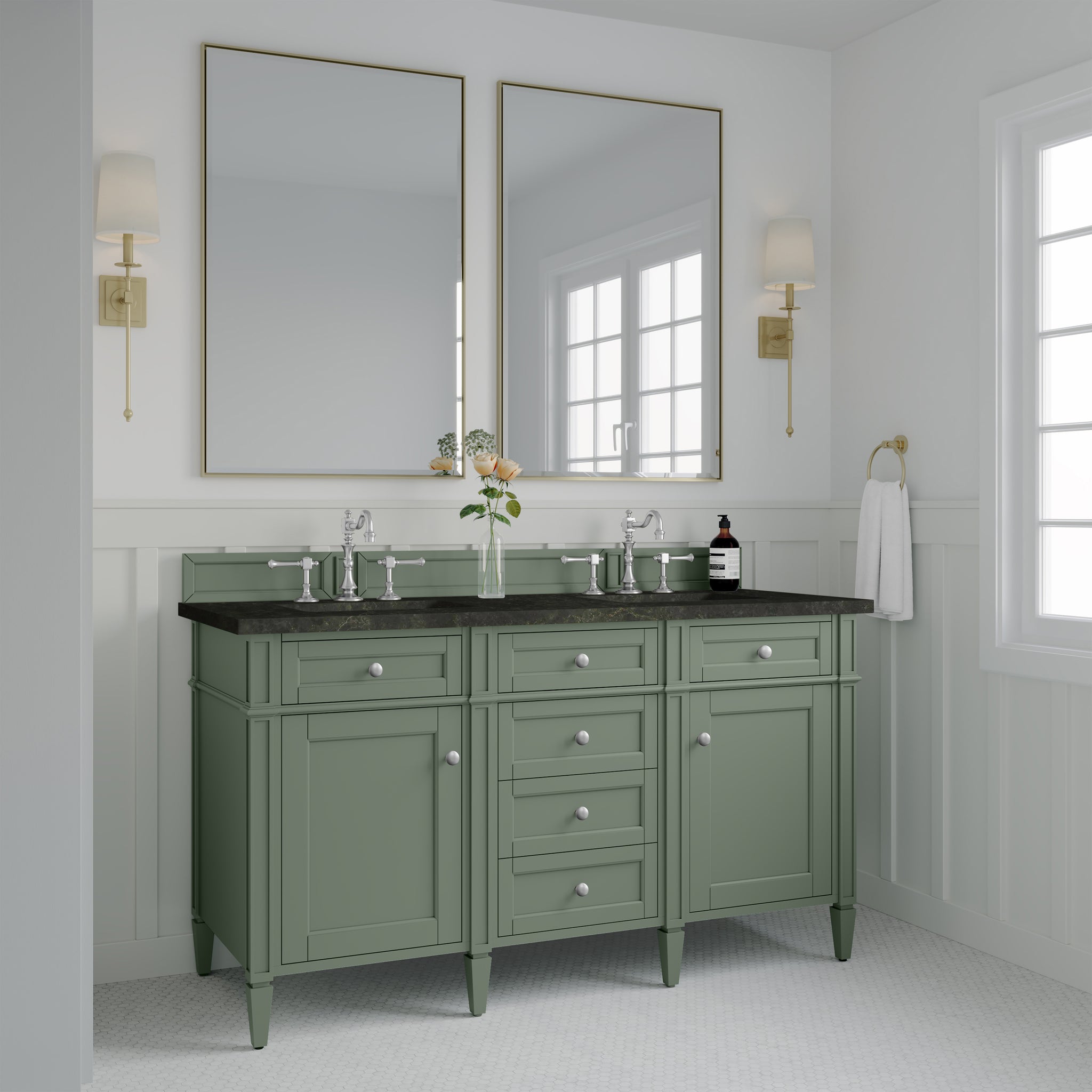 James Martin Brittany 60" Double Bathroom Vanity, Smokey Celadon, view 32