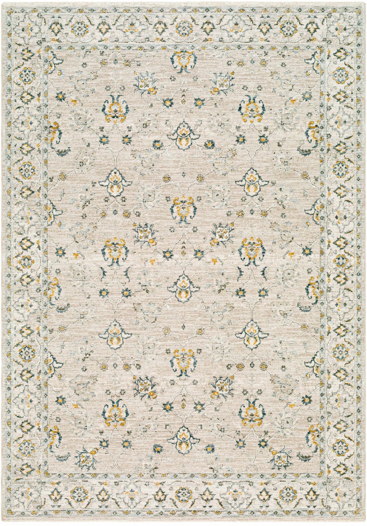 Amaru Cream & Sage Textured Rug with Fringes