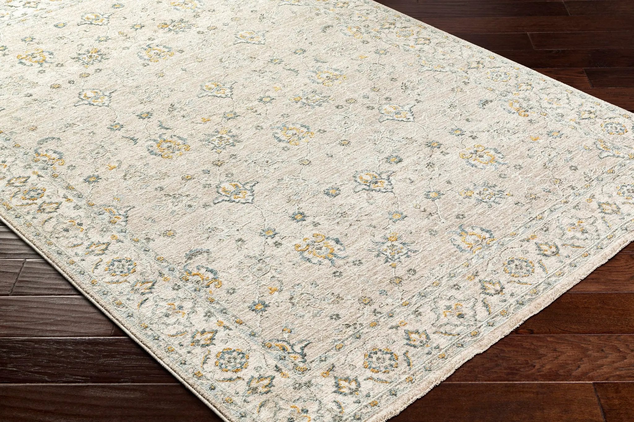 Amaru Cream & Sage Textured Rug with Fringes by Boutique Rugs