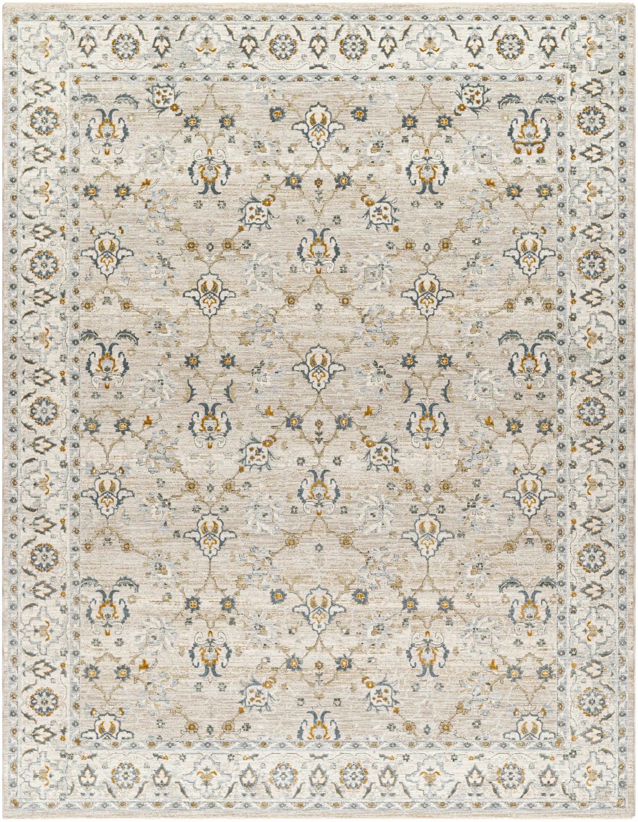 Amaru Cream & Sage Textured Rug with Fringes by Boutique Rugs