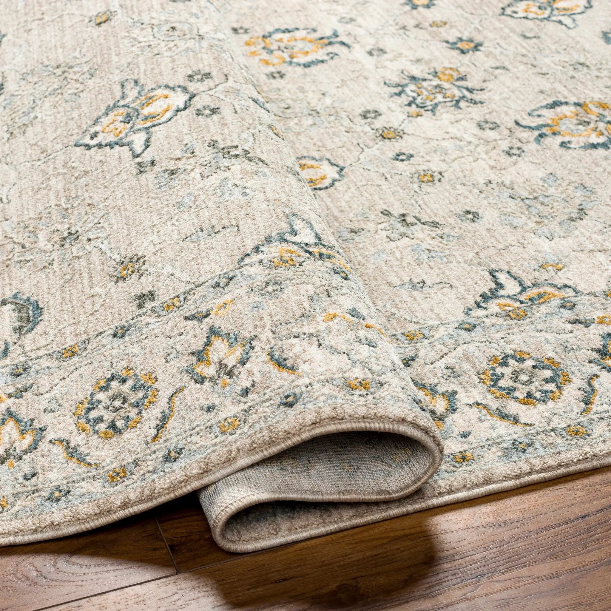Amaru Cream & Sage Textured Rug with Fringes by Boutique Rugs