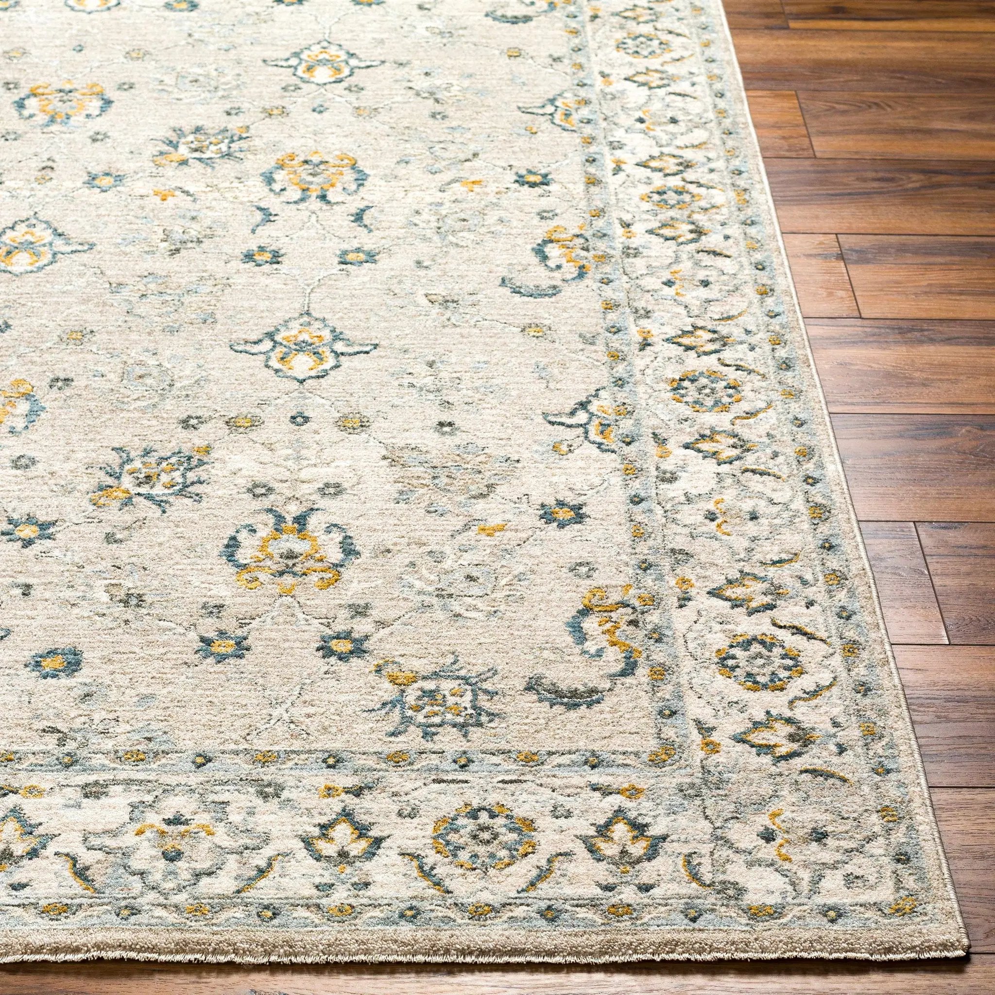 Amaru Cream & Sage Textured Rug with Fringes by Boutique Rugs