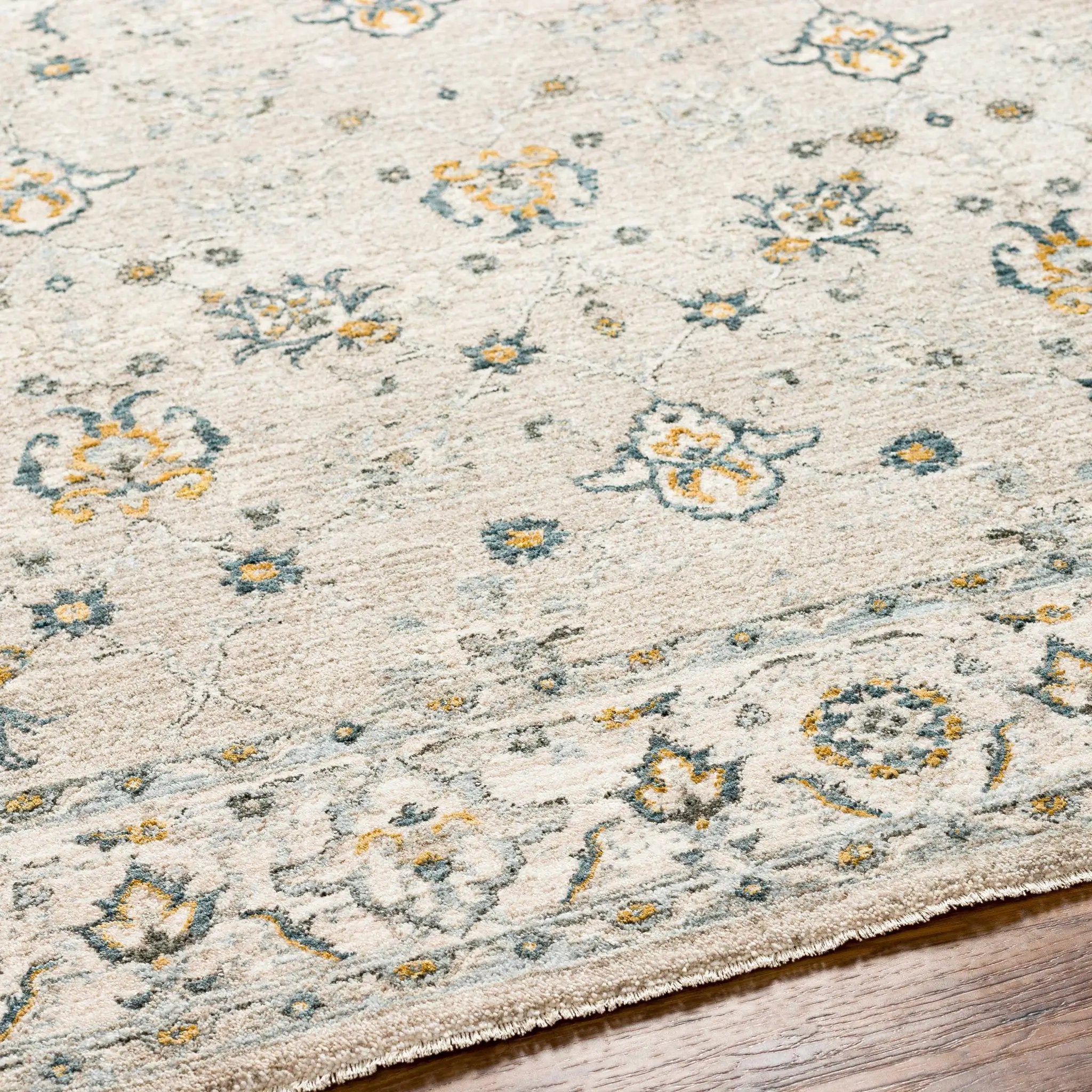 Amaru Cream & Sage Textured Rug with Fringes by Boutique Rugs