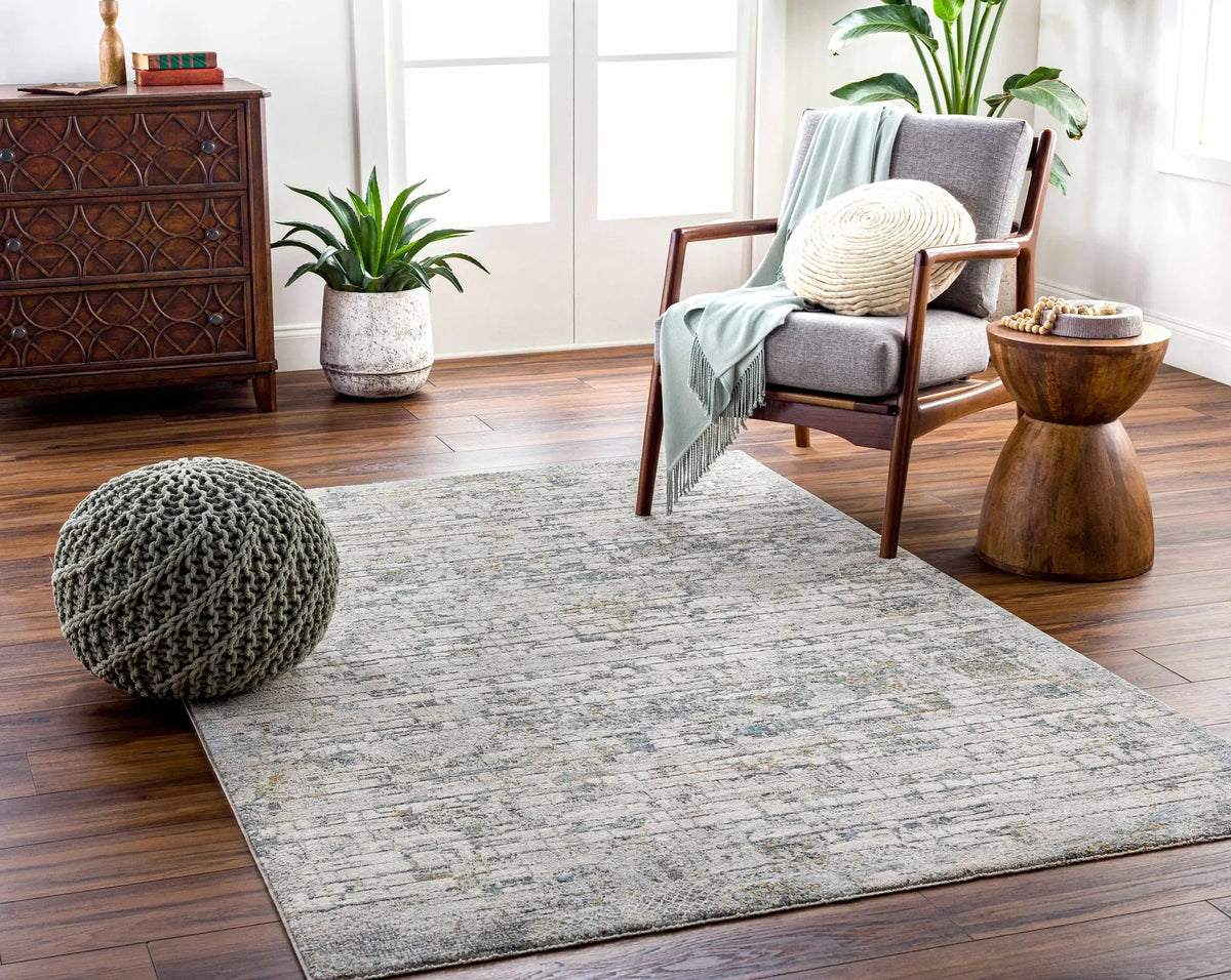 Chaka Textured Rug with Fringes, installed in a room