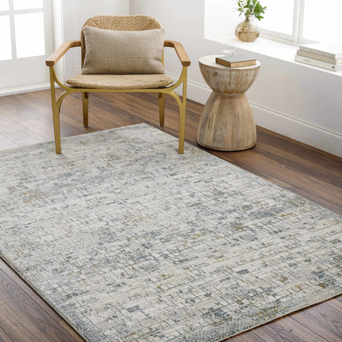 Chaka Textured Rug with Fringes, installed in a room 5