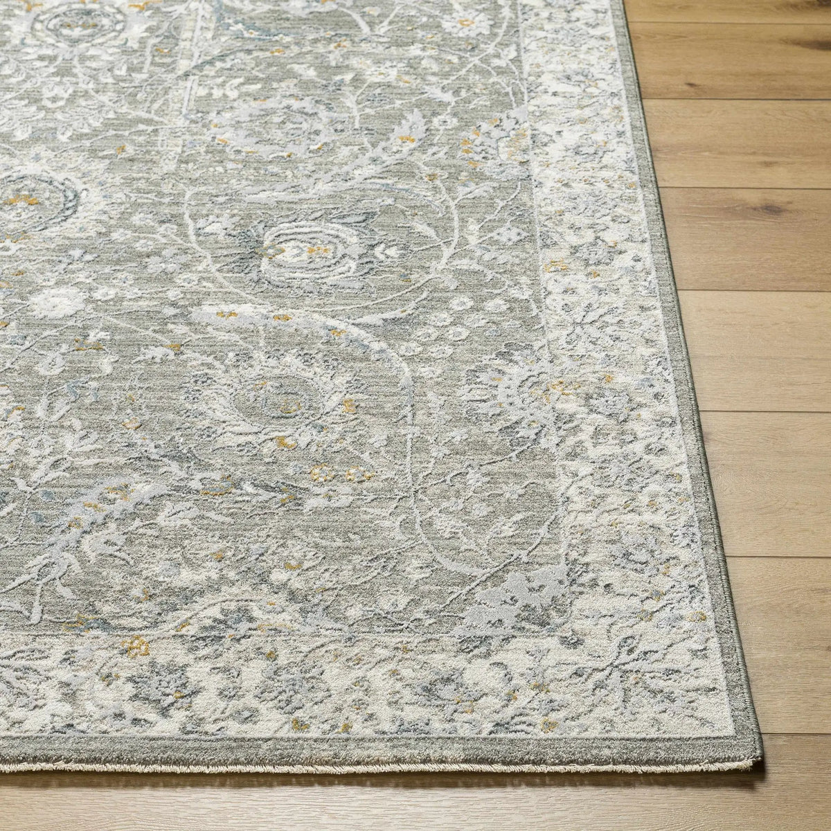 Gauge Gray Blue Textured Rug with Fringes, photo 5 of 7