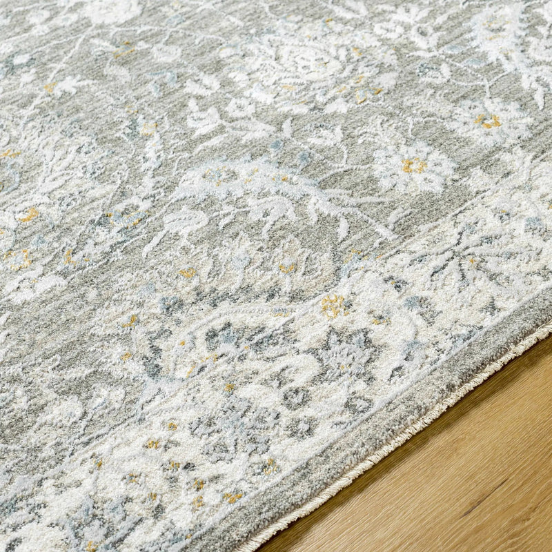 Gauge Gray Blue Textured Rug with Fringes by Boutique Rugs