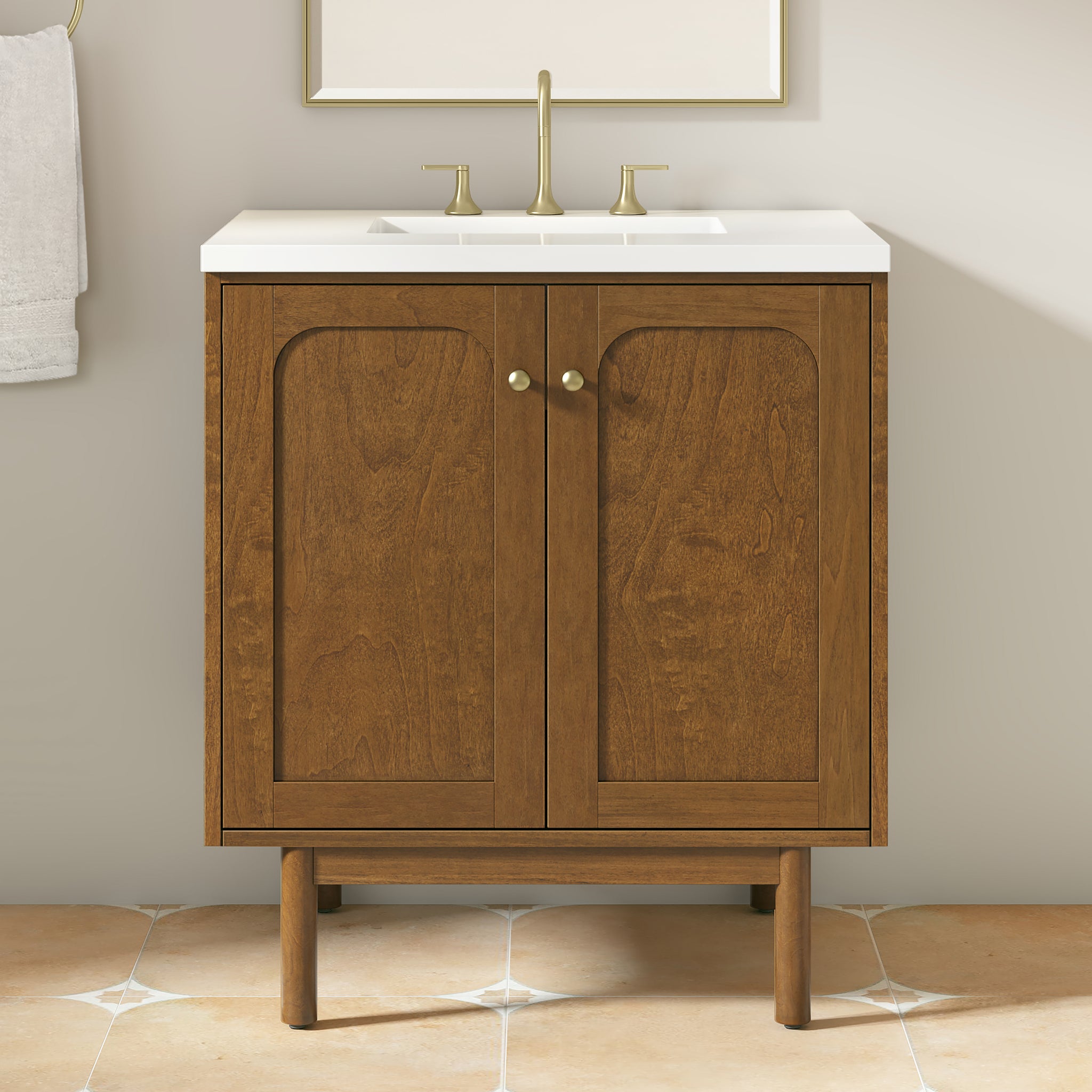 James Martin Laurent 30" Dual Mount Single Bathroom Vanity, Honey Oak, view 37