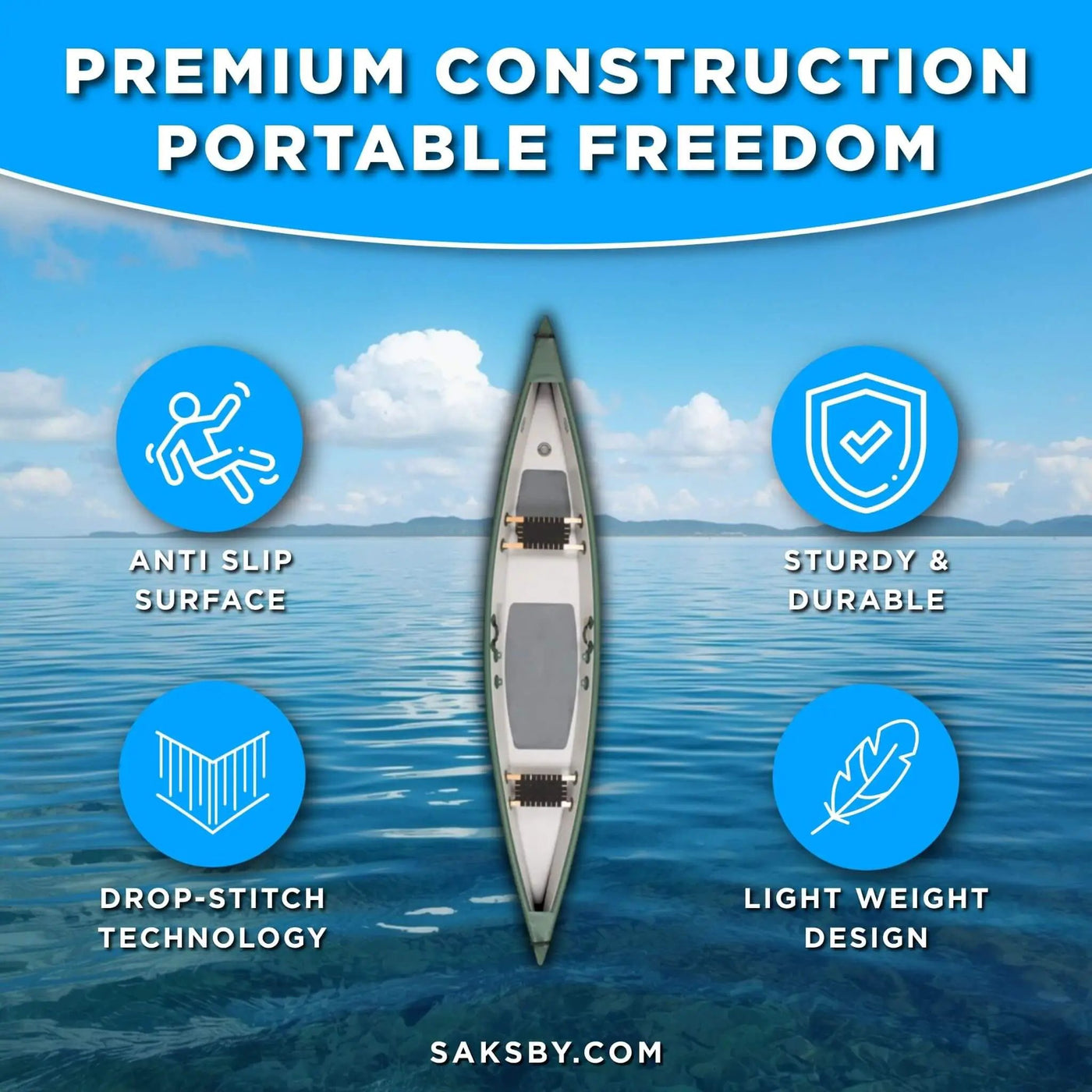 Sea Eagle 3-People TC16 High Pressure All Drop Stitch Inflatable Travel Canoe, 16FT [TC16K] (SAK43086) by SAKSBY WHOLESALE