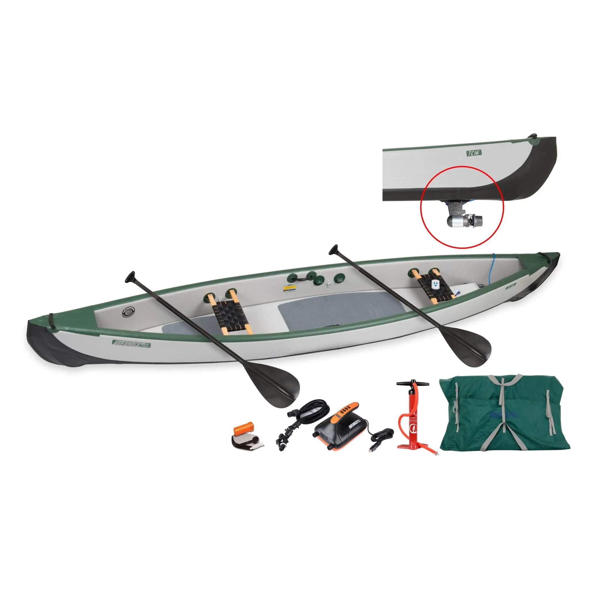 Sea Eagle 3-People TC16 High Pressure All Drop Stitch Inflatable Travel Canoe, 16FT [TC16K] (SAK43086) by SAKSBY WHOLESALE