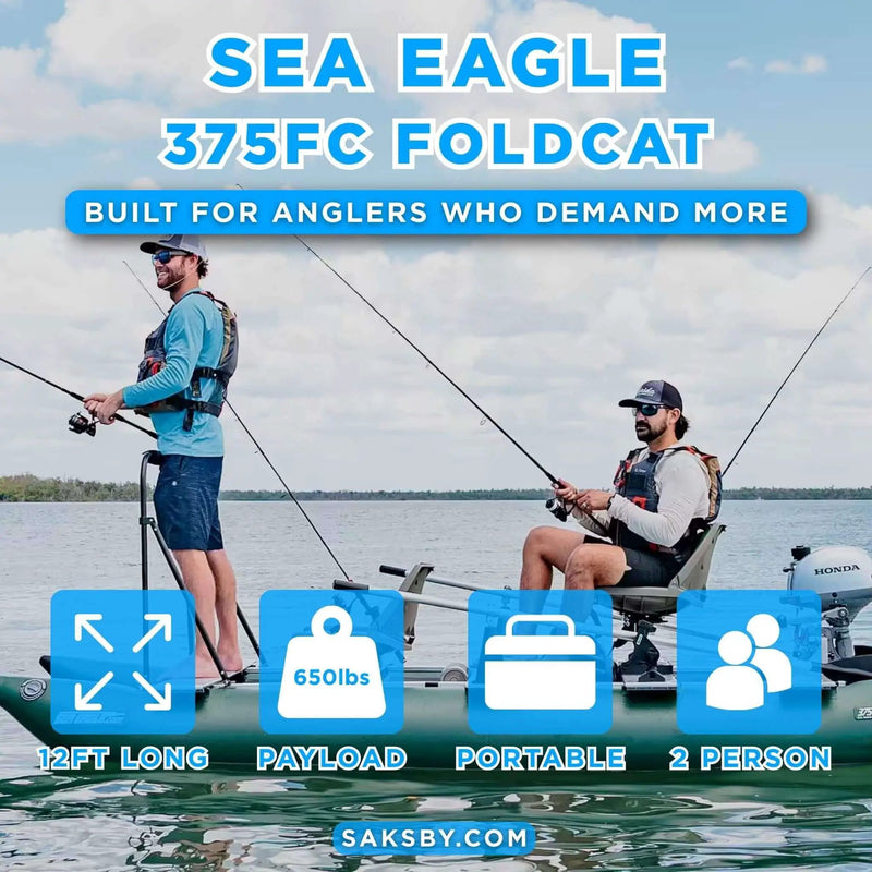 Sea Eagle 375FC FoldCat 2-Persons Inflatable Fishing Lightweight Pontoon Boat [375FCK] (SAK34652) by SAKSBY WHOLESALE