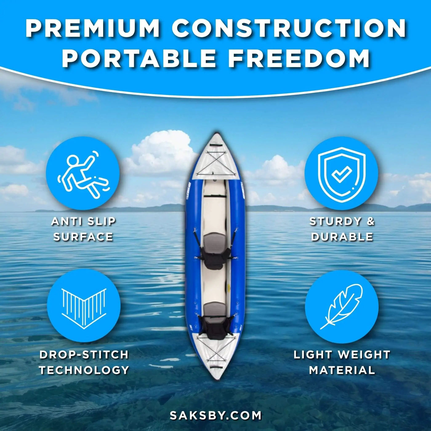 Sea Eagle 380X Explorer 3-Person Inflatable Kayak With Large Removable Rear Center Skeg [380XK] (SAK97562) by SAKSBY WHOLESALE