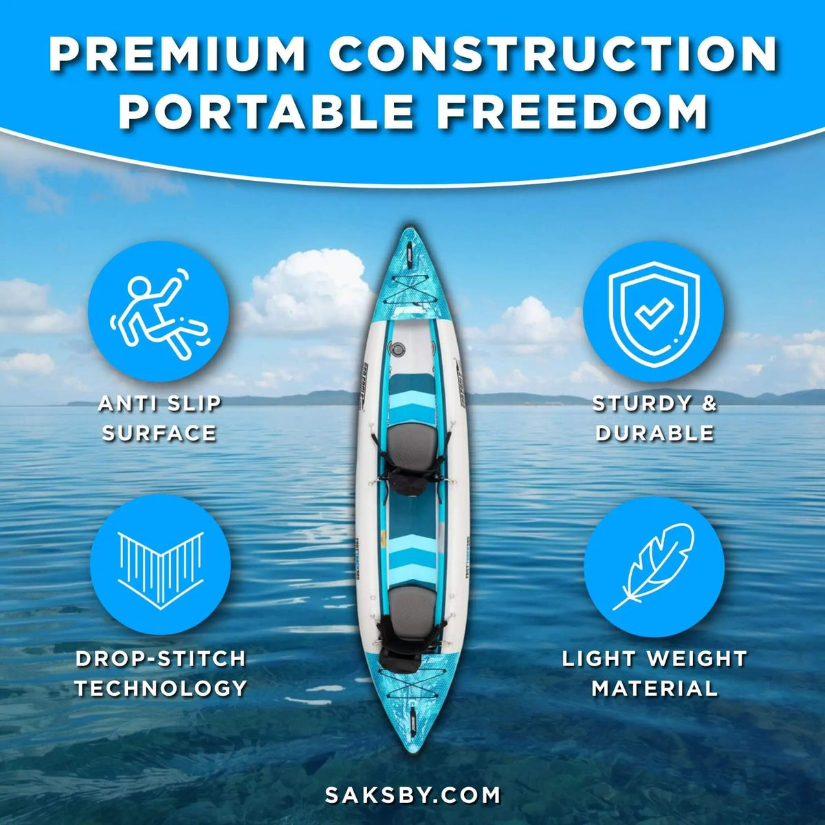 Sea Eagle 385FT FastTrack 12FT 2-Person V-Bottom Inflatable Kayak [385FTK] (SAK25086) by SAKSBY WHOLESALE
