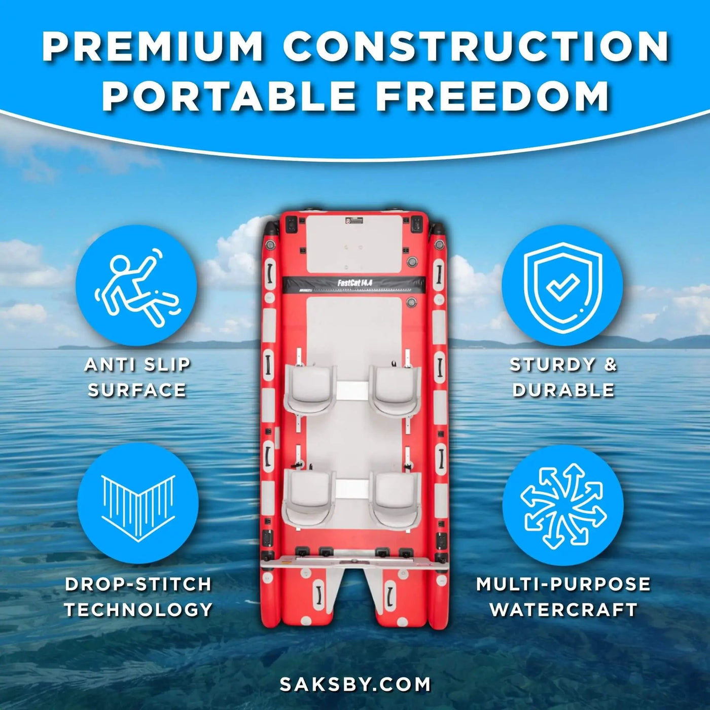 Sea Eagle Boats FastCat14™ Catamaran Inflatable Boat, 14FT [FASTCAT14K] (SAK43210) by SAKSBY WHOLESALE