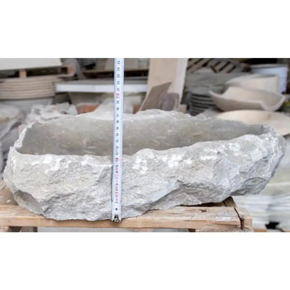 Seagrass Fossil Limestone Natural Stone Vessel Sink - Polished 18x22 by GobekDesign
