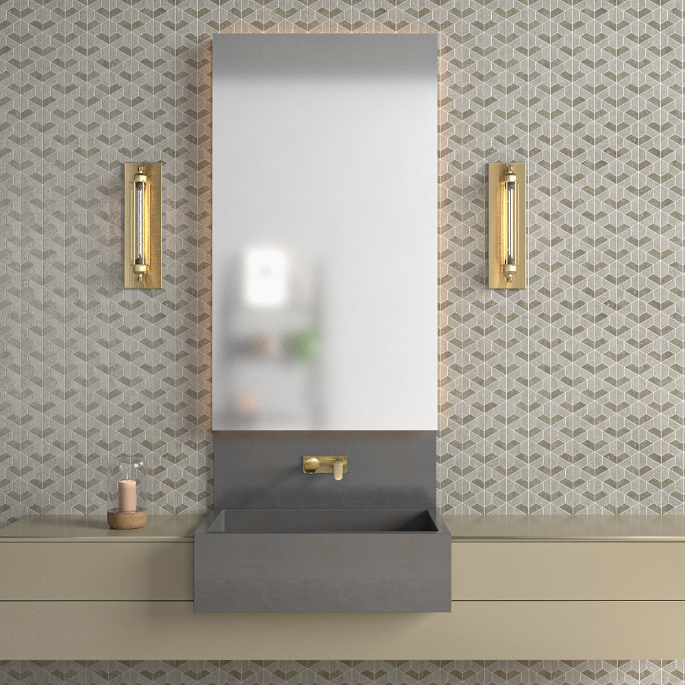 Seagrass Textured 3d Hexagon Limestone Mosaics 10 3/8x12 Limestone Textured 12x12 Mosaics — 2