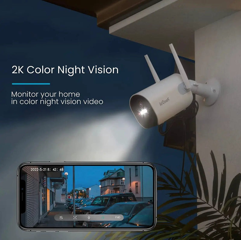 Security Cameras Wireless Outdoor, 2K Solar Powered Outdoor Security Cameras with Spotlight & Siren by Outdoor Solar Outlet
