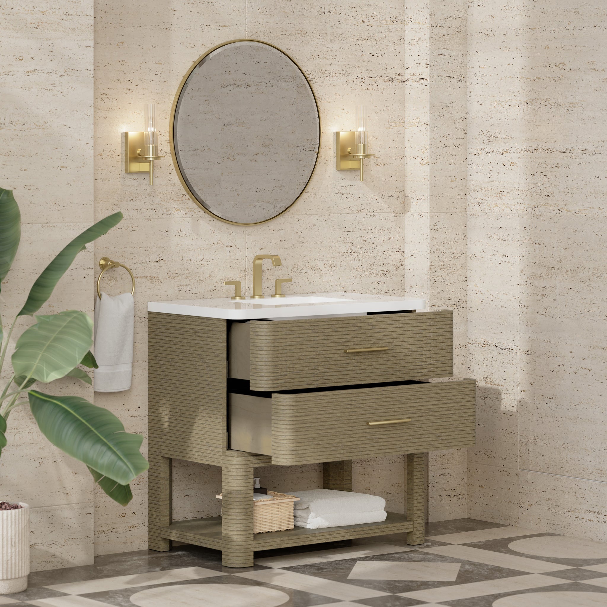 James Martin Lucian 36" Single Bathroom Vanity, Pebble Oak, view 34