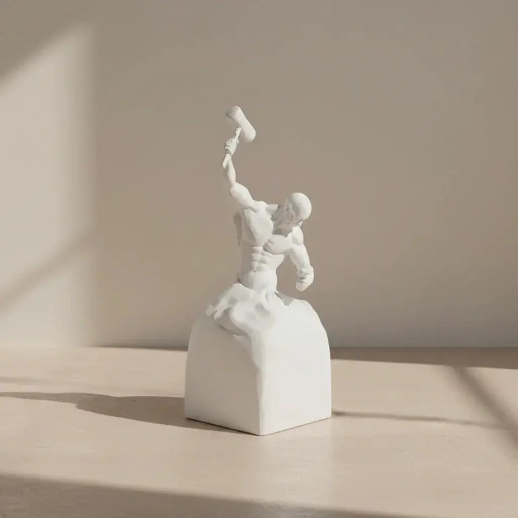 Self-Made Man Modern Muscular Black and White Sculpture Figurine by House Of Avana
