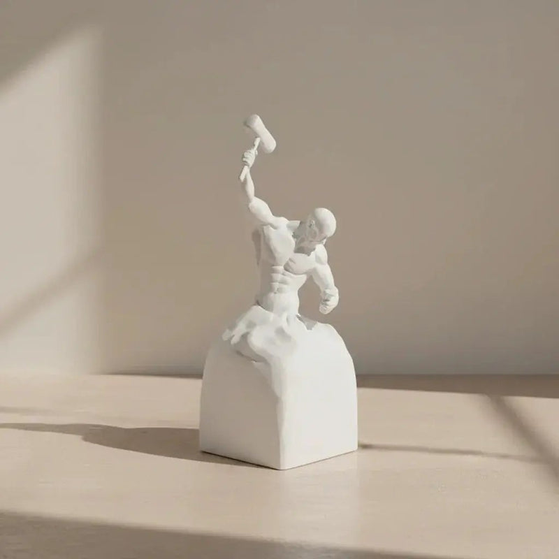 Self-Made Man Modern Muscular Black and White Sculpture Figurine by House Of Avana