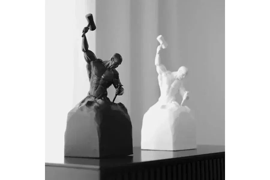 Self-Made Man Modern Muscular Black and White Sculpture Figurine by House Of Avana
