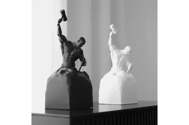 Self-Made Man Modern Muscular Black and White Sculpture Figurine by House Of Avana