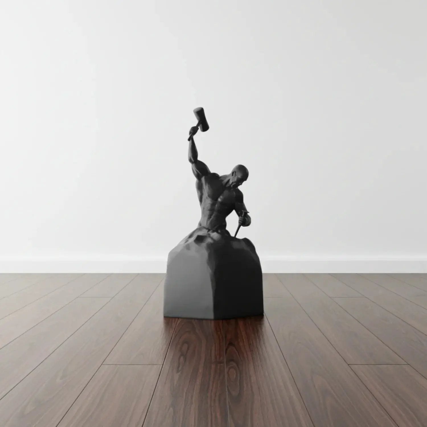 Self-Made Man Modern Muscular Black and White Sculpture Figurine by House Of Avana