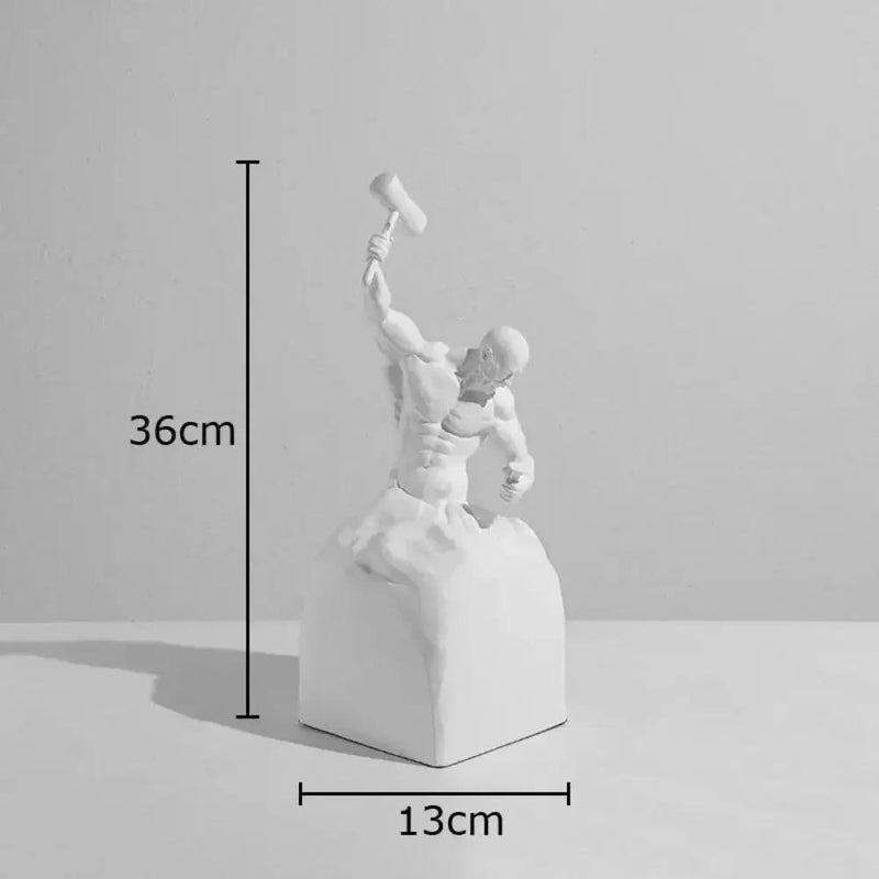 Self-Made Man Modern Muscular Black and White Sculpture Figurine by House Of Avana