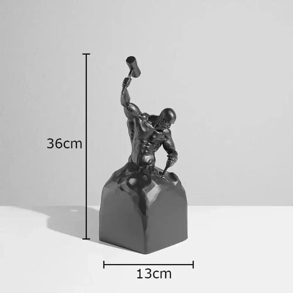 Self-Made Man Modern Muscular Black and White Sculpture Figurine by House Of Avana