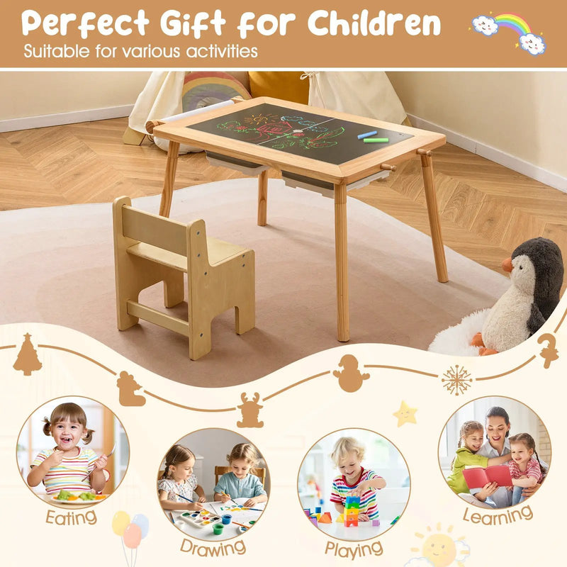 Sensory Table and Chair Set for Kids 2-8 with Foldable Bins by DirectDeals