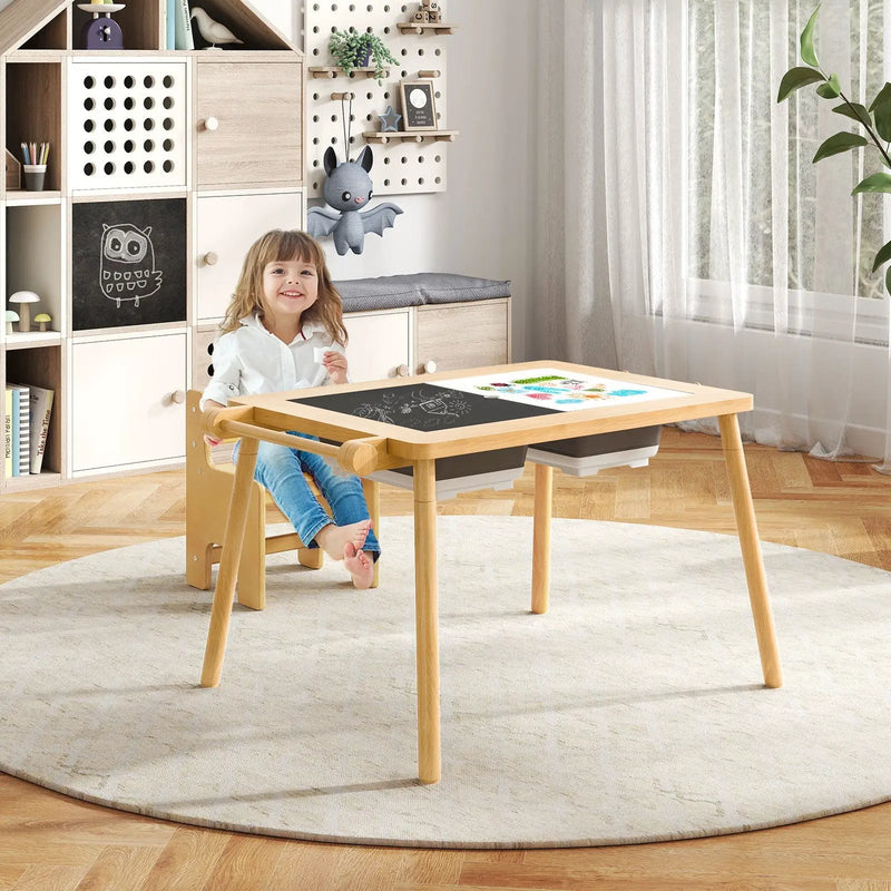 Sensory Table and Chair Set for Kids 2-8 with Foldable Bins by DirectDeals