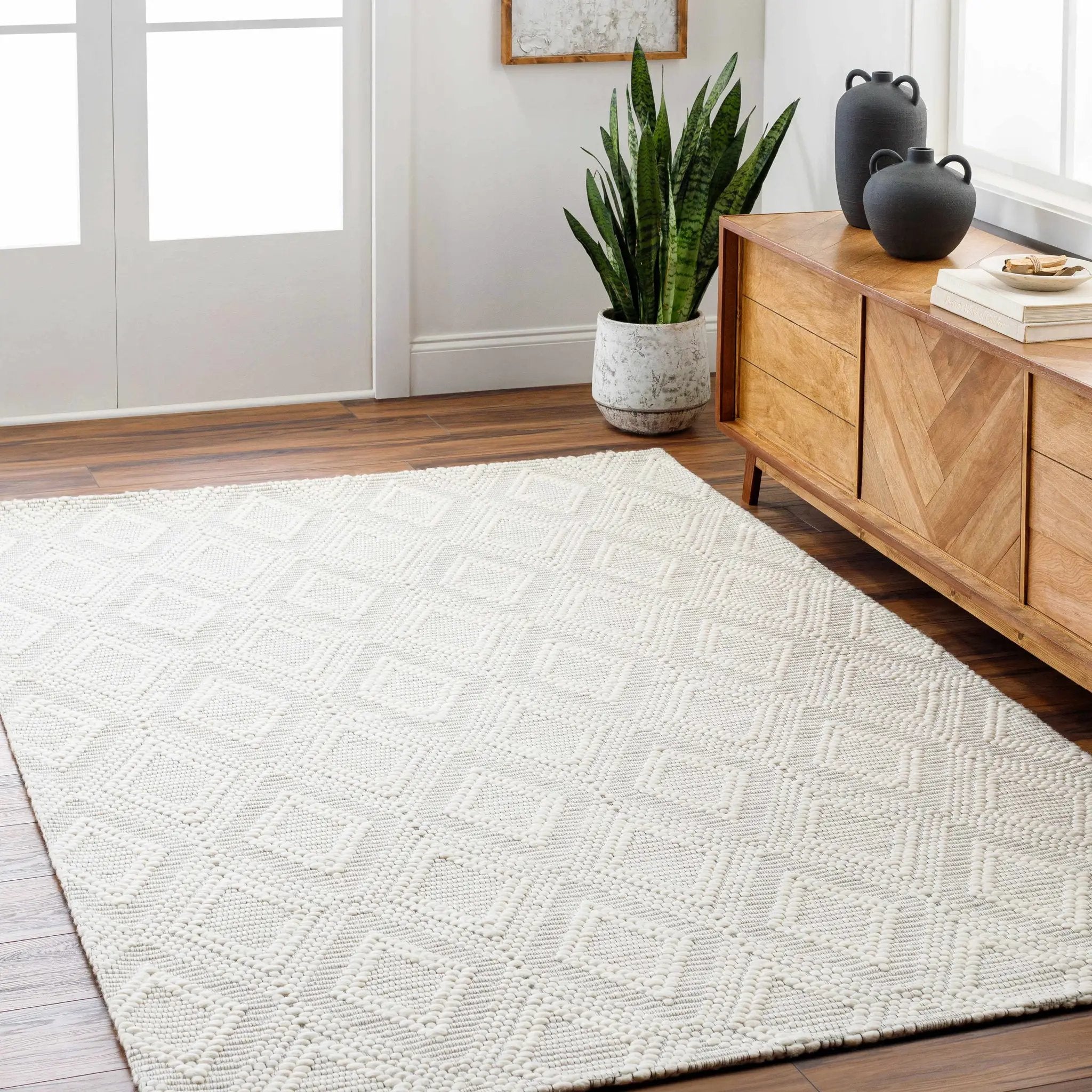 Kasib Cream Hand Woven Area Rug - Clearance by Boutique Rugs